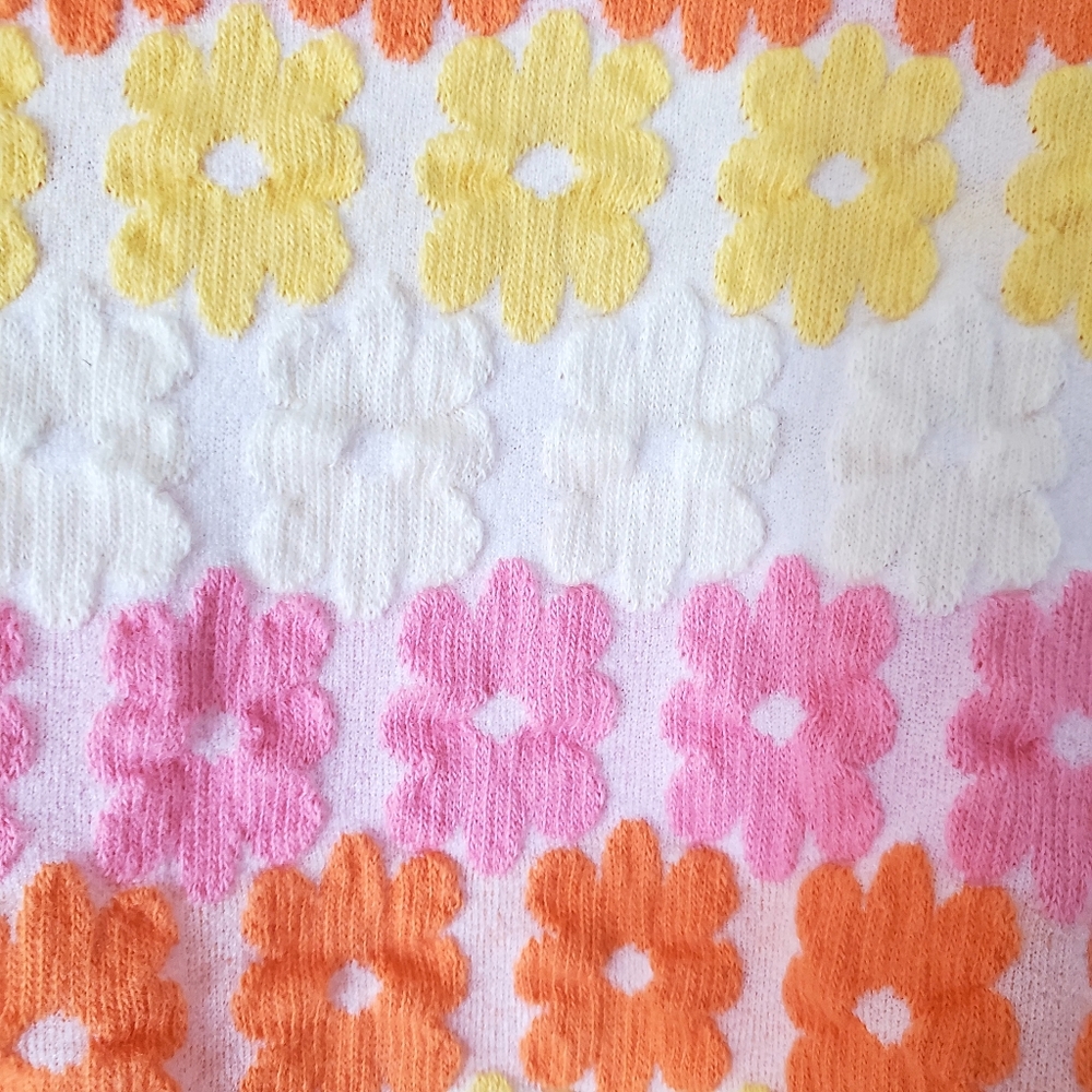 Free People Pink Yellow Orange Floral Knit Polo Top - Picture 7 of 8